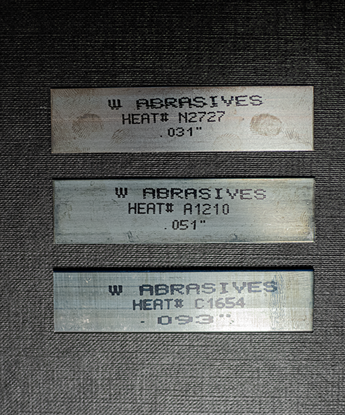 3 Kinds of Almen Strips next to each other